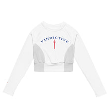 Load image into Gallery viewer, White Vindictive Crusader long-sleeve crop top