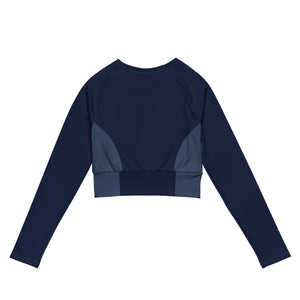 Blue Vindictive Crusader long-sleeve crop top