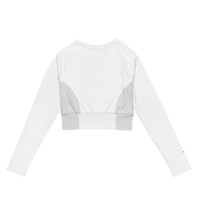 Load image into Gallery viewer, White Vindictive Crusader long-sleeve crop top
