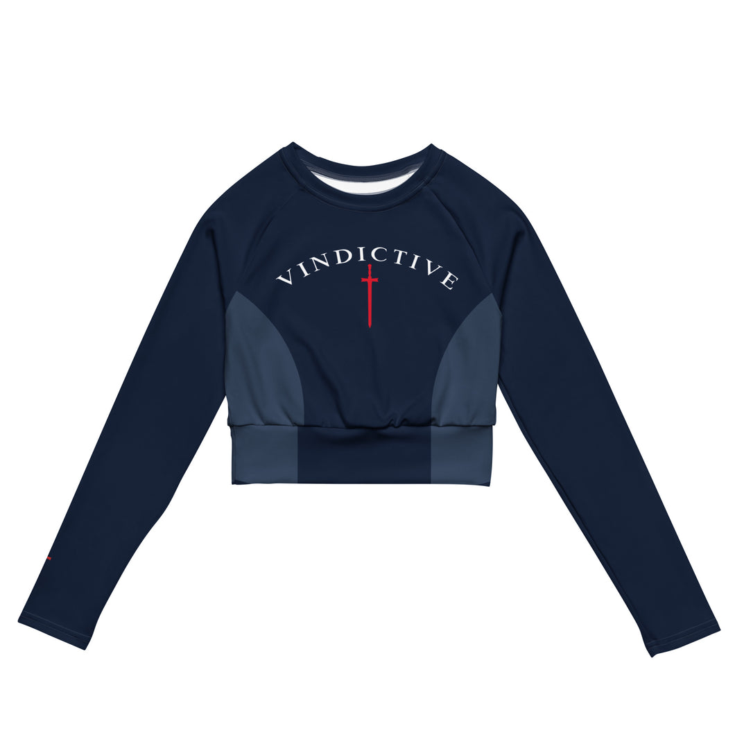 Blue Vindictive Crusader long-sleeve crop top