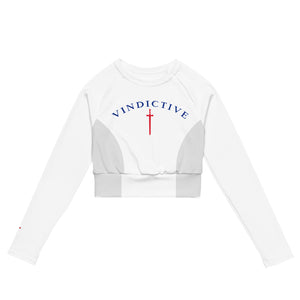 White Vindictive Crusader long-sleeve crop top