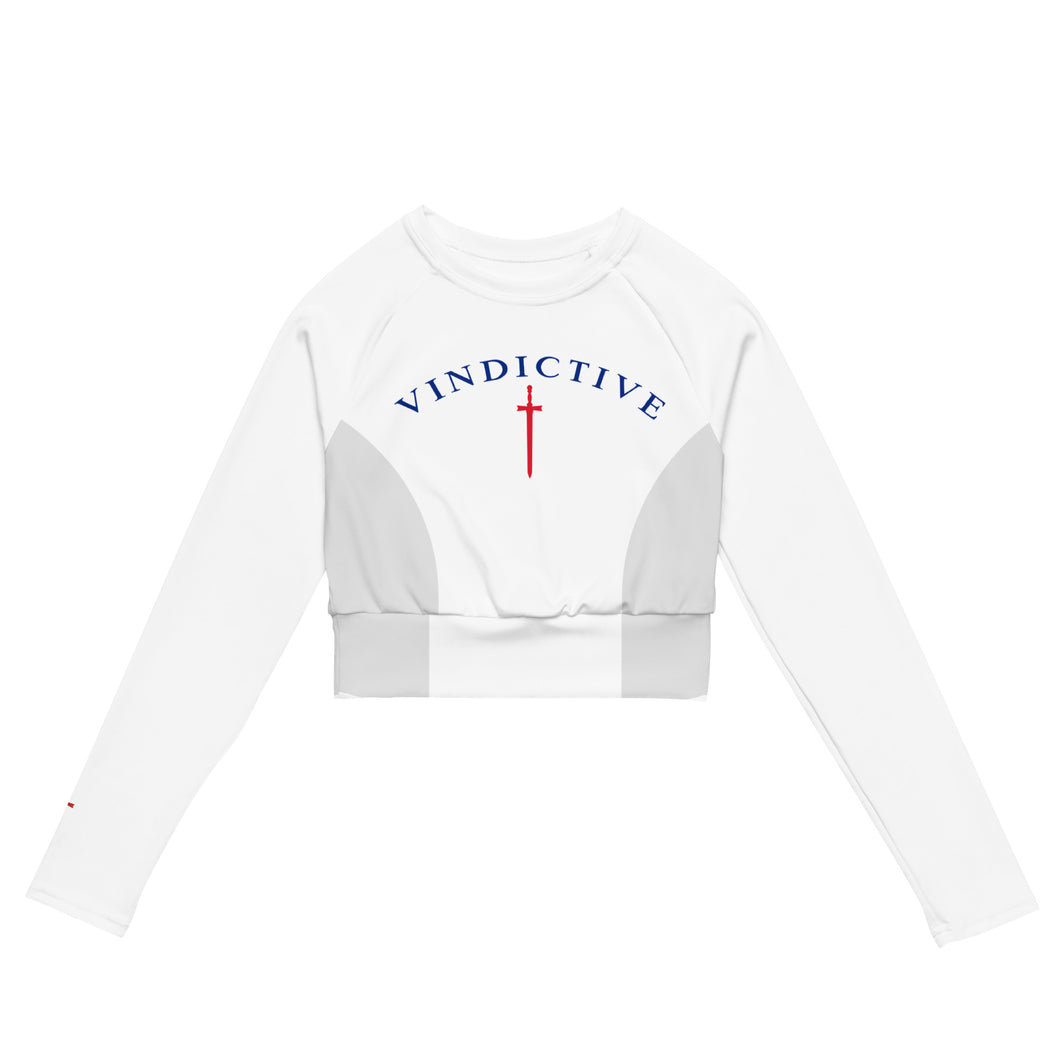 White Vindictive Crusader long-sleeve crop top