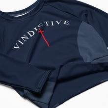 Load image into Gallery viewer, Blue Vindictive Crusader long-sleeve crop top
