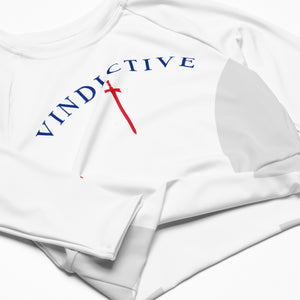 White Vindictive Crusader long-sleeve crop top